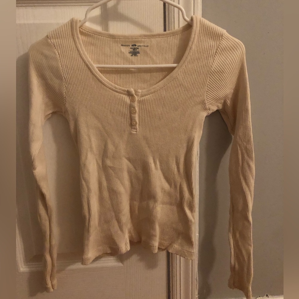 Brandy Melville Long Sleeve Top With Buttons Cream Colored
